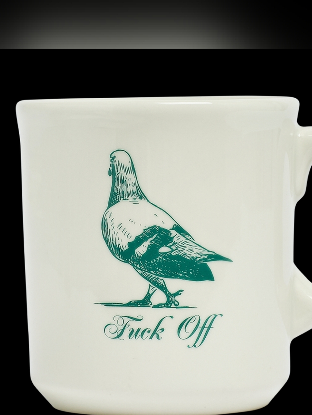 NEW Fishs Eddy White Coffee Mug with Pigeon Logo Fishs Eddy Jason Oranzo 15 oz